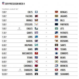 NFL Preseason 2019 Schedule