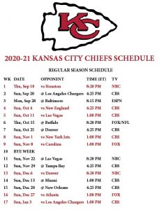 Kansas City Chiefs 2020 Team, Schedule, Live Stream, Apps